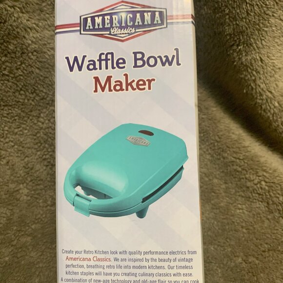Americana Classics Waffle Bowl Maker, Non-stick, Seafoam Blue, Locking, Non-Skid - Picture 3 of 5